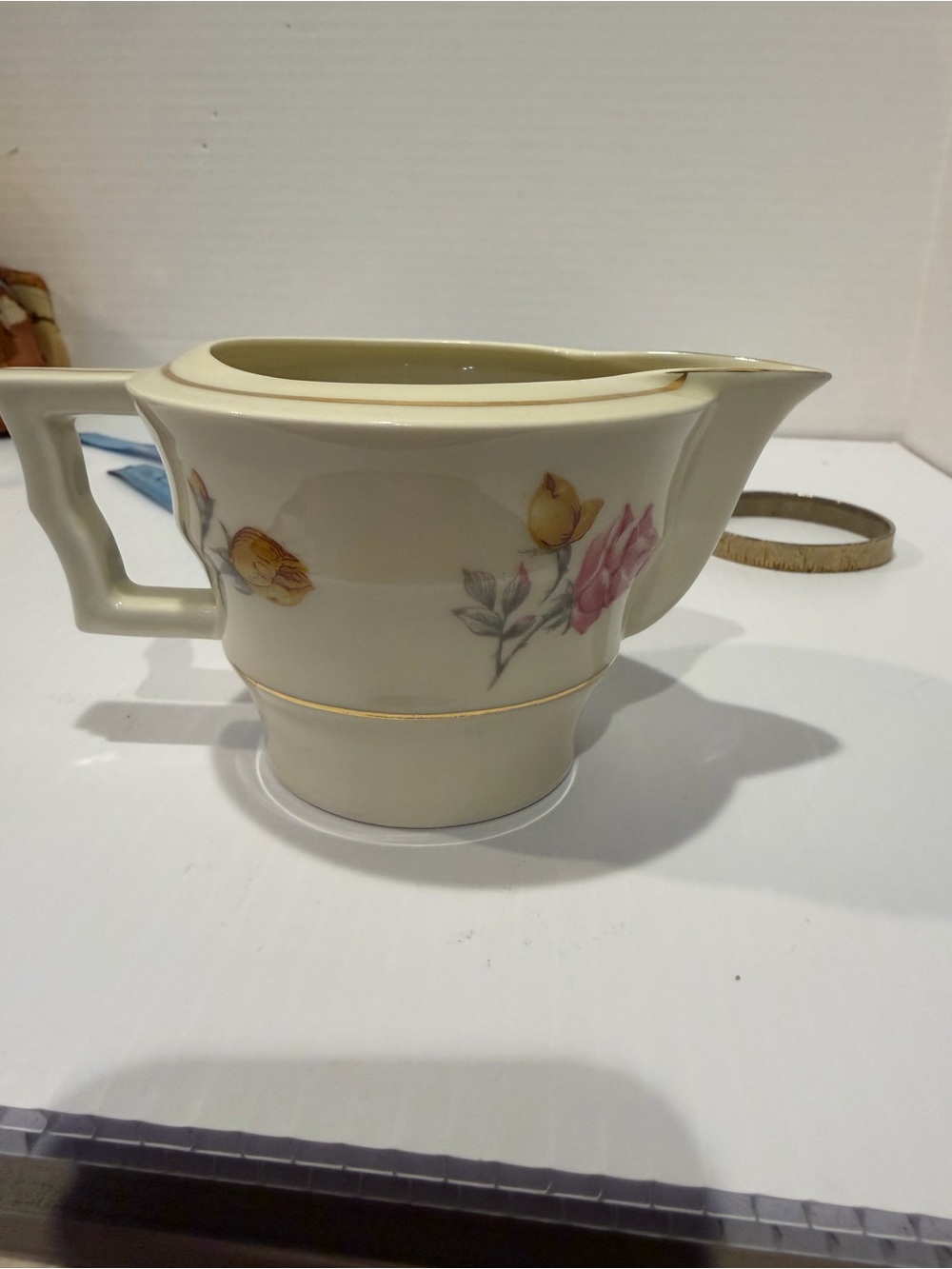 Vintage Theodore Haviland Limoges France Art Deco Rose Porcelain creamer pitcher